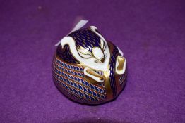 A Royal Crown Derby paperweight Sitting Dormouse with gold stopper