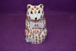 A Royal Crown Derby paperweight Hampster, with silver stopper