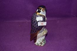 A Royal Crown Derby paperweight Peregrine Falcon with a Gold stopper
