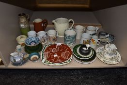 A variety of vintage plates, jugs,studio pottery,commemorative ware and more.