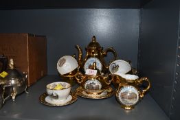 A part tea service Echt Gold with Austria scenery