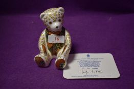 A Royal Crown Derby paperweight Regal Goldie Bear with a Gold stopper and certificate