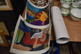 A selection of modernist full colour limited edition prints indistinctly signed