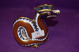 A Royal Crown Derby paperweight Dragon with gold stopper