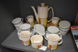 A partial tea service by Price Kensington in a 60's design and similar pressed glass tea cups