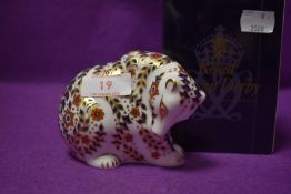 A Royal Crown Derby paperweight Russian Bear boxed with a Gold stopper