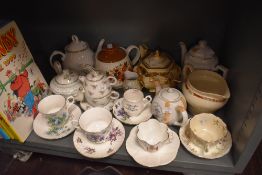 A selection of tea wares including Shelley Richmond souvineer cup and saucer and Paragon tea pot