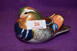 A Royal Crown Derby paperweight Mandarin Duck with gold stopper