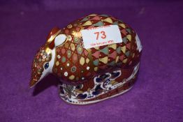 A Royal Crown Derby paperweight Armadillo with gold stopper