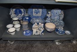 A selection of blue and white wear ceramics including Chinese export ginger jar