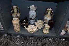 A selection of ceramics including Parisian tea pot Crown Devon and Sadler Country Garden