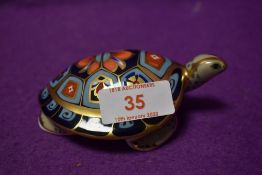 A Royal Crown Derby paperweight Terrapin with gold stopper and certificate