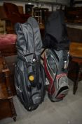 A selection of modern golf clubs in two bags, including part set Ping i3, Ping G15 titanium