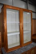 A stained pine bookcase/display top, approx. width 93cm