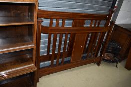 An Edwardian mahogany and inlaid double bed ends (no frame)