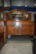 An early 20th Century golden oak mirror back sideboard, width approx. 138cm
