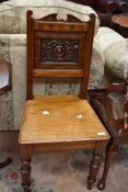A 19th Century mahogany solid seat hall chair