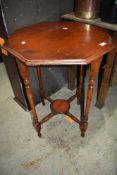 A Victorian stained frame octagonal occasional table