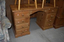 A modern natural pine dressing table/desk, approx. width 132cm