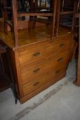 A Victorian chest of three long drawers, width approx. 91cm