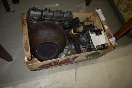 A selection of vintage motorcycle parts etc