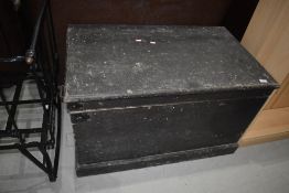 A traditional stained pine tool chest, approx. dimensions 94 x 56 x 58cm