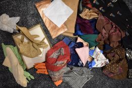 A collection of vintage gloves, handkerchiefs and scarves,including Liberty.