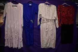 Four vintage 1980s occasion dresses, including silk AJ Bari dress with sequin detailing,Ann Taylor