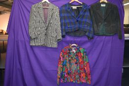 A collection of vintage and retro clothing,including A flamboyant Jean Muir blouse/top ,two Jaeger