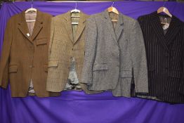 Four gents traditionally styled wool/wool bend blazers including Yves Saint Laurent, and Christain