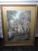 A print, after Brownscombe, A Hundred Years Ago, wedding, 62 x 45cm, framed and glazed
