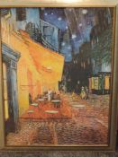 A print, after Van Gogh, Cafe Terrace, Place Du Forum, 79 x 59cm, framed and glazed