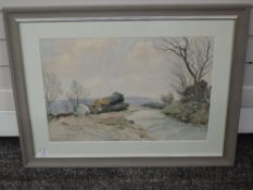 A watercolour, B Eyre Walker, Logs by the Wayside, signed 37 x 55cm, signed and dated 1969, framed
