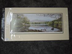 A print, after K Melling, Rydal Water, signed, 20 x 57cm