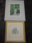 A watercolour, Martin Woodruffe, Lancaster Castle, 21 x 18cm, framed and glazed, and a ltd ed print,