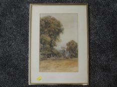 A watercolour, ARP, country landscape, framed and glazed, indistinctly signed, 33 x 20cm, framed and