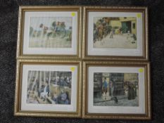 Four prints, Charles Dickens, re-prints, each 14 x 20cm, framed and glazed