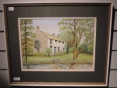 A watercolour, Edward Jackson, country cottage, 26 x 35cm, framed and glazed
