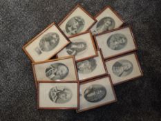 Ten engravings, early 19th century portrait dignitaries, inc Captain Cook, General Burgoyne, and