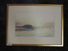 A watercolour, C Pickering, seaside pier, signed 18 x 29cm, framed