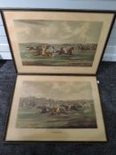 A pair of prints, after Alken, The Start and Coming In, horse racing interest, 20th century