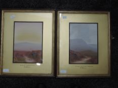 A pair of gouache paintings, Helen Holness, Evening Dartmoor and Across the Moors Dartmoor, signed