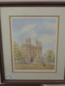 A ltd ed print, after Mario Ottenello, Lancaster Castle, numbered 129/500, signed, 30 x 23cm, framed