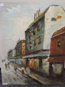 An oil painting, Scott, street scene, signed, 60 x 45cm