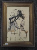 An oil painting, portrait study, indistinctly signed, 53 x 34cm