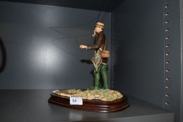 A Border fine arts study of a fly fisherman dated 1986 by O Geenty in fine condition