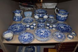 A collection of blue and white Copeland Spode Italian including egg cups,plates of varying size,