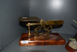 An antique brass postal or letter balance scale set with Turners Patent