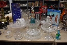 A selection of mixed vintage glass,including vases,tazza's,glasses and more.