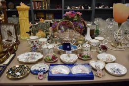 A selection of ceramics including Aynsley and Staffordshire flatbacks